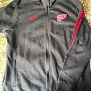 Adidas Detroit Red Wings Men's Black and Red Bomber Jacket